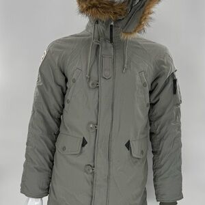 Alpha Industries N-3B Altitude Parka Jacket Green Full Zip Mens Size S